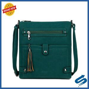 Crossbody Bag Multi Pocket Vegan Leather Adjustable Strap Travel Purse Chic